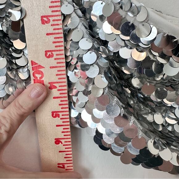 Bardot Cosmic Silver Sequin Bandeau Tube Top US Size 6 - Picture 10 of 10